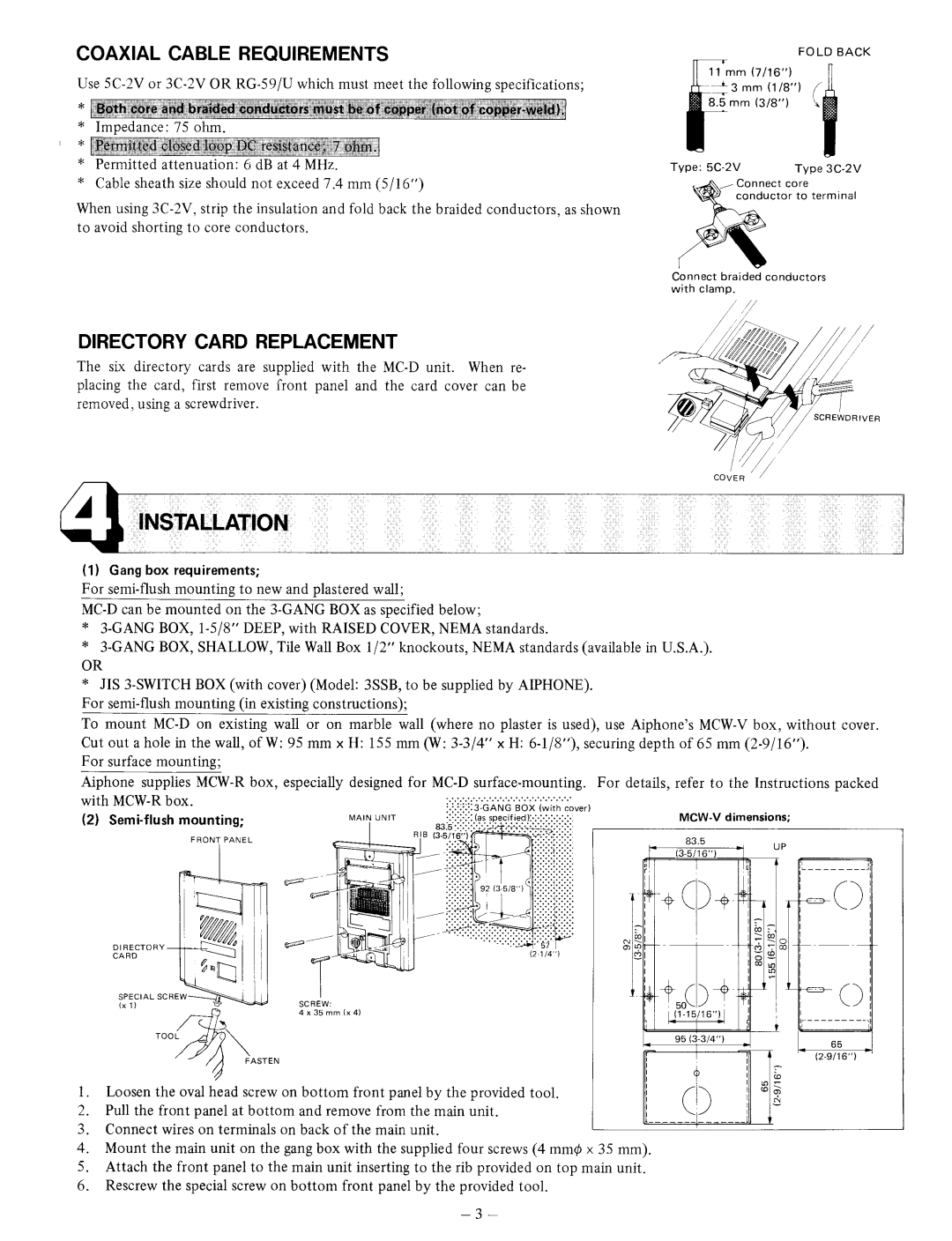 Aiphone MC-D manual 