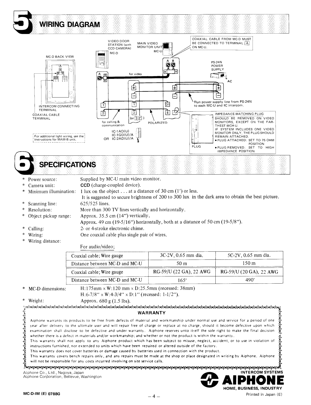 Aiphone MC-D manual 