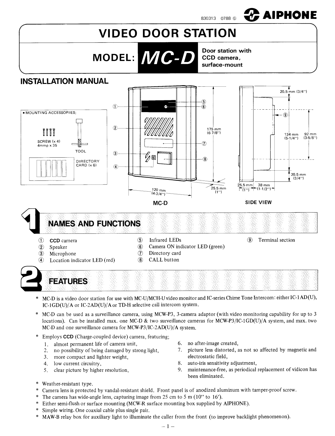 Aiphone MC-D manual 
