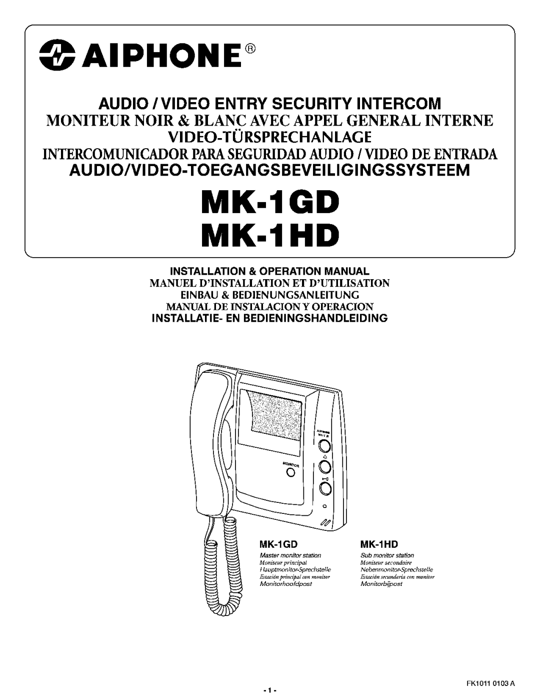 Aiphone Mk-1hd, Mk-1gd manual 