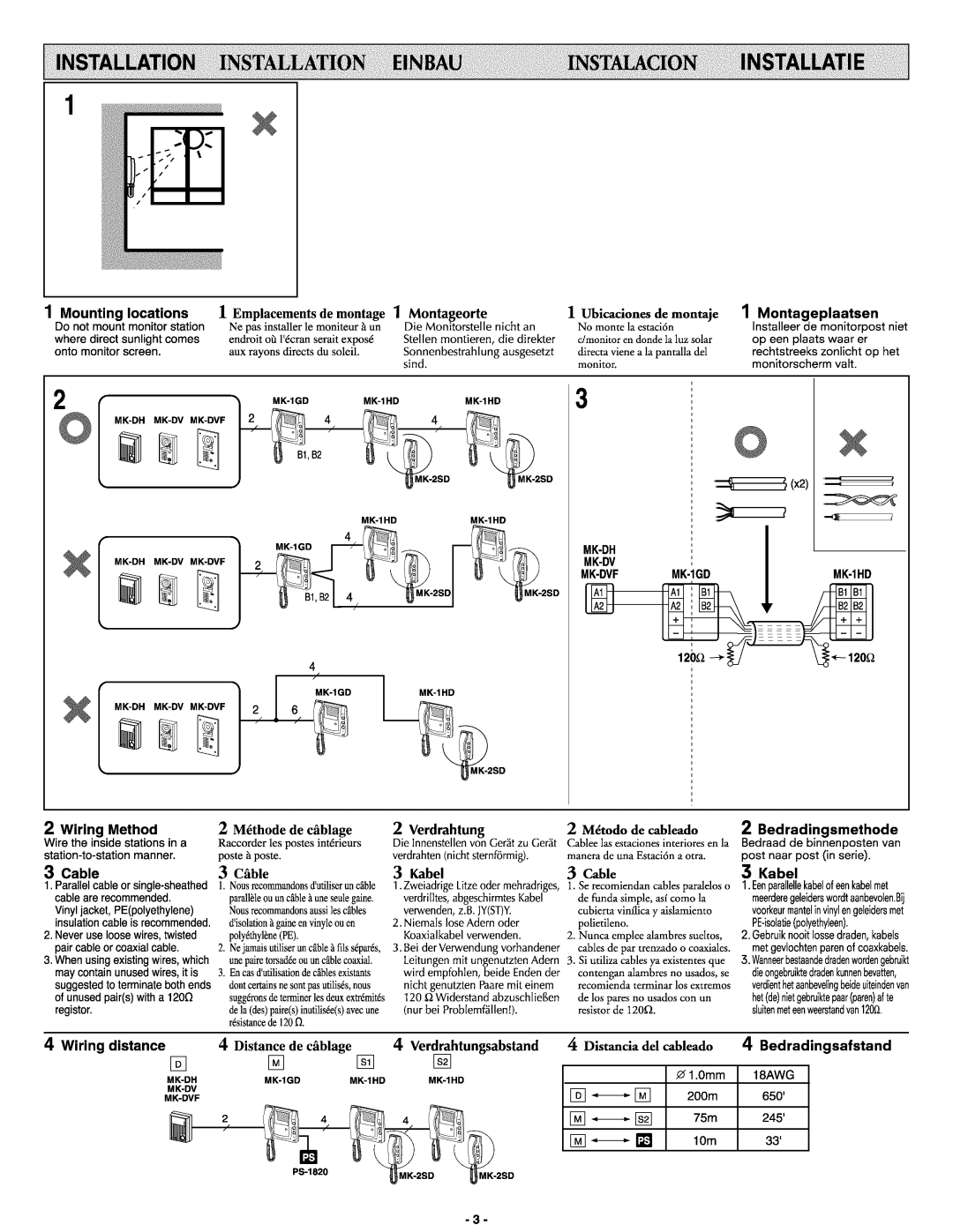 Aiphone Mk-1hd, Mk-1gd manual 