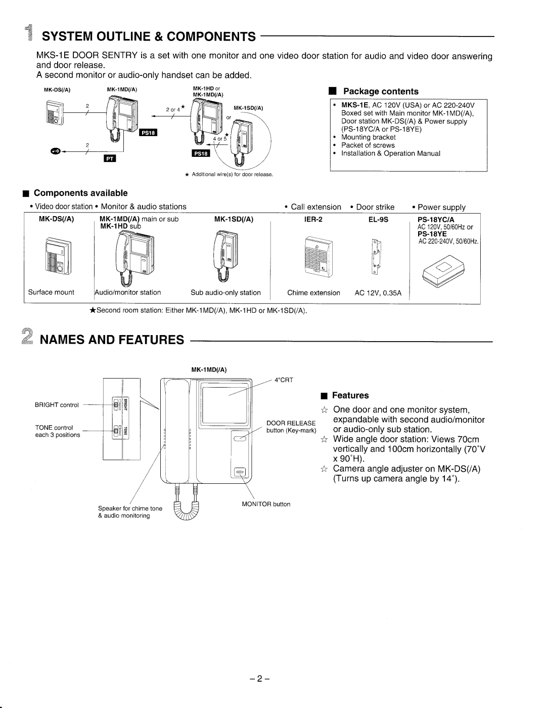 Aiphone MK-1MD/A manual 