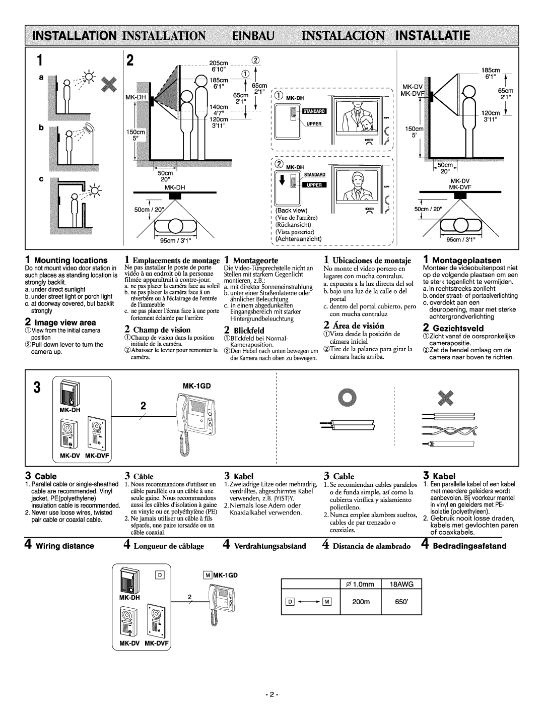 Aiphone Mk-Dvf, Mk-Dh manual 