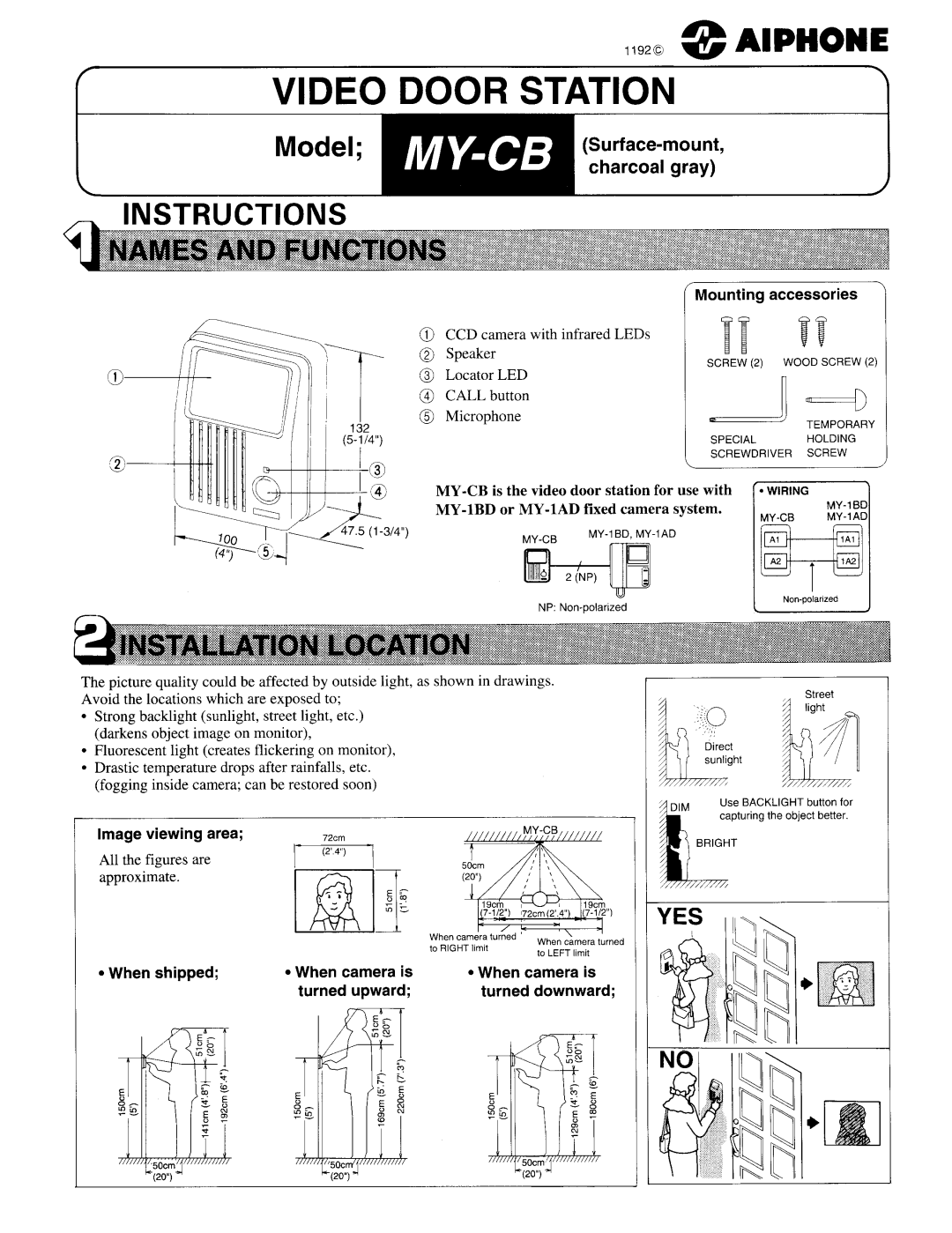 Aiphone MY-CB manual 