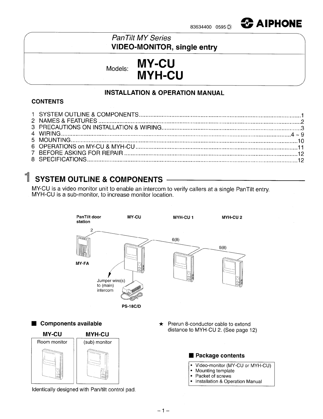 Aiphone My-Cu, MYH-CU manual 