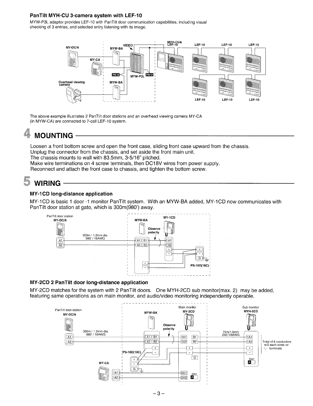 Aiphone MYW-BA manual 