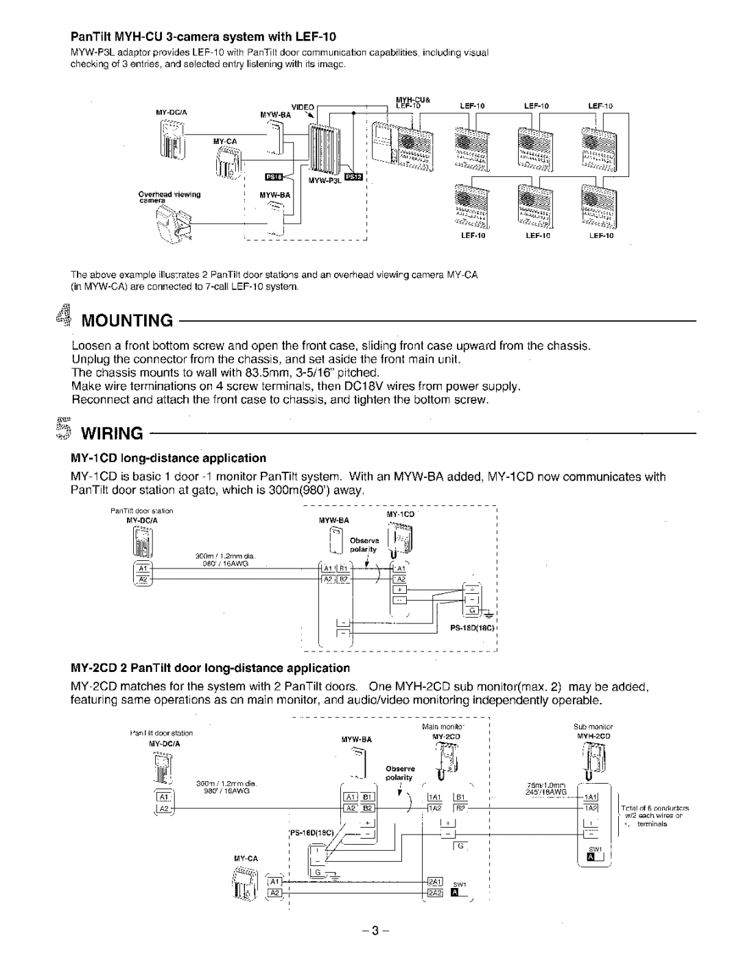 Aiphone MYW-BA manual 
