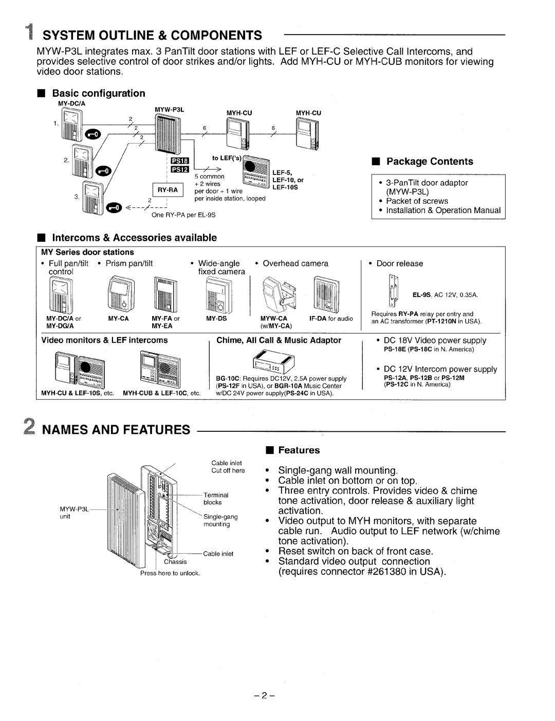 Aiphone MYW-P3L manual 