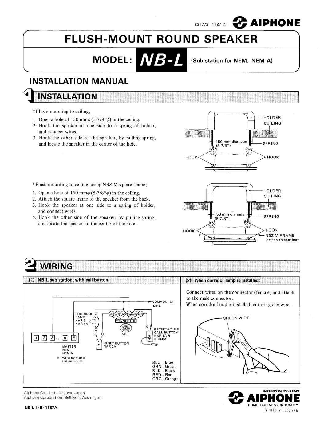 Aiphone NB-L manual 