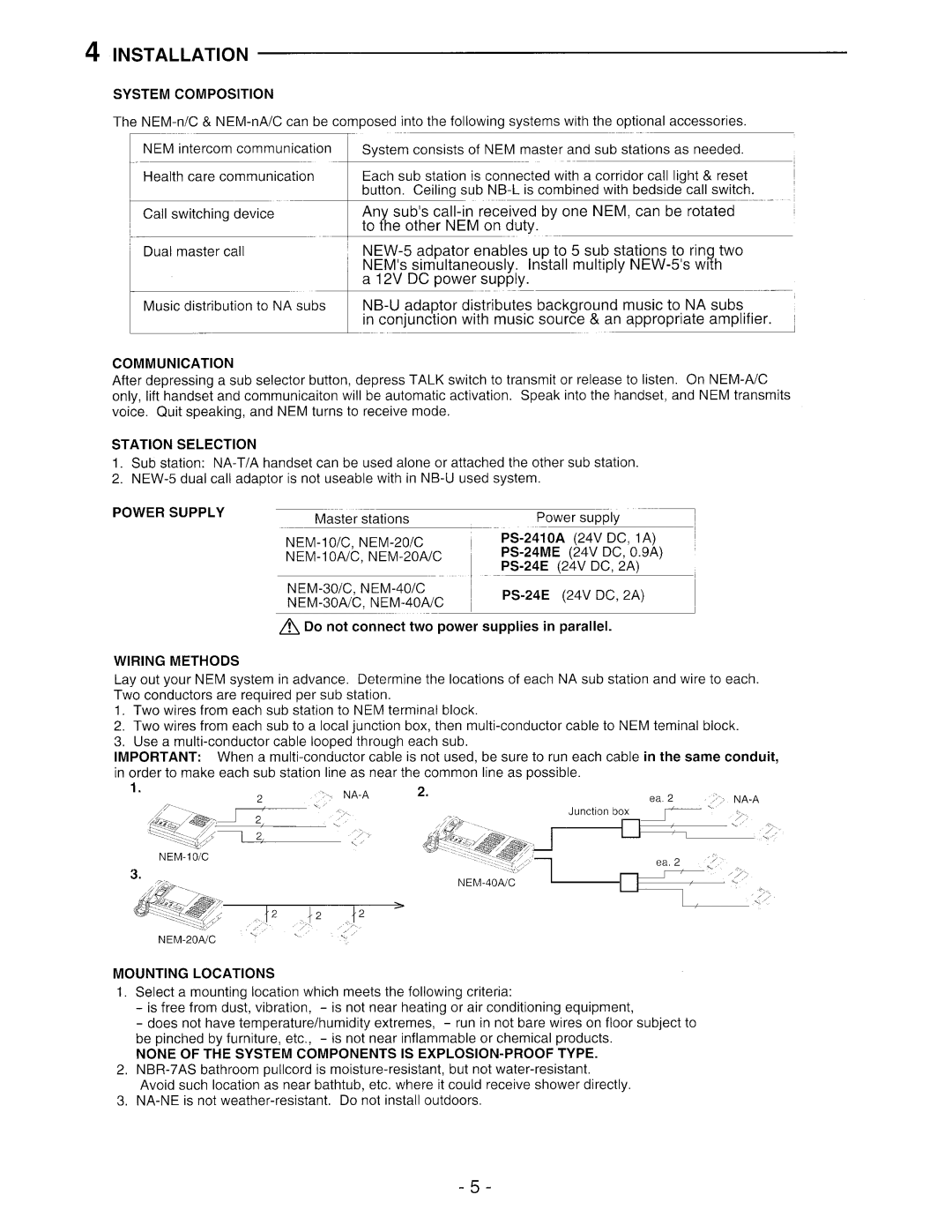 Aiphone NEM-20/C, NEM-30/C, NEM-10/C, NEM-40/C manual 