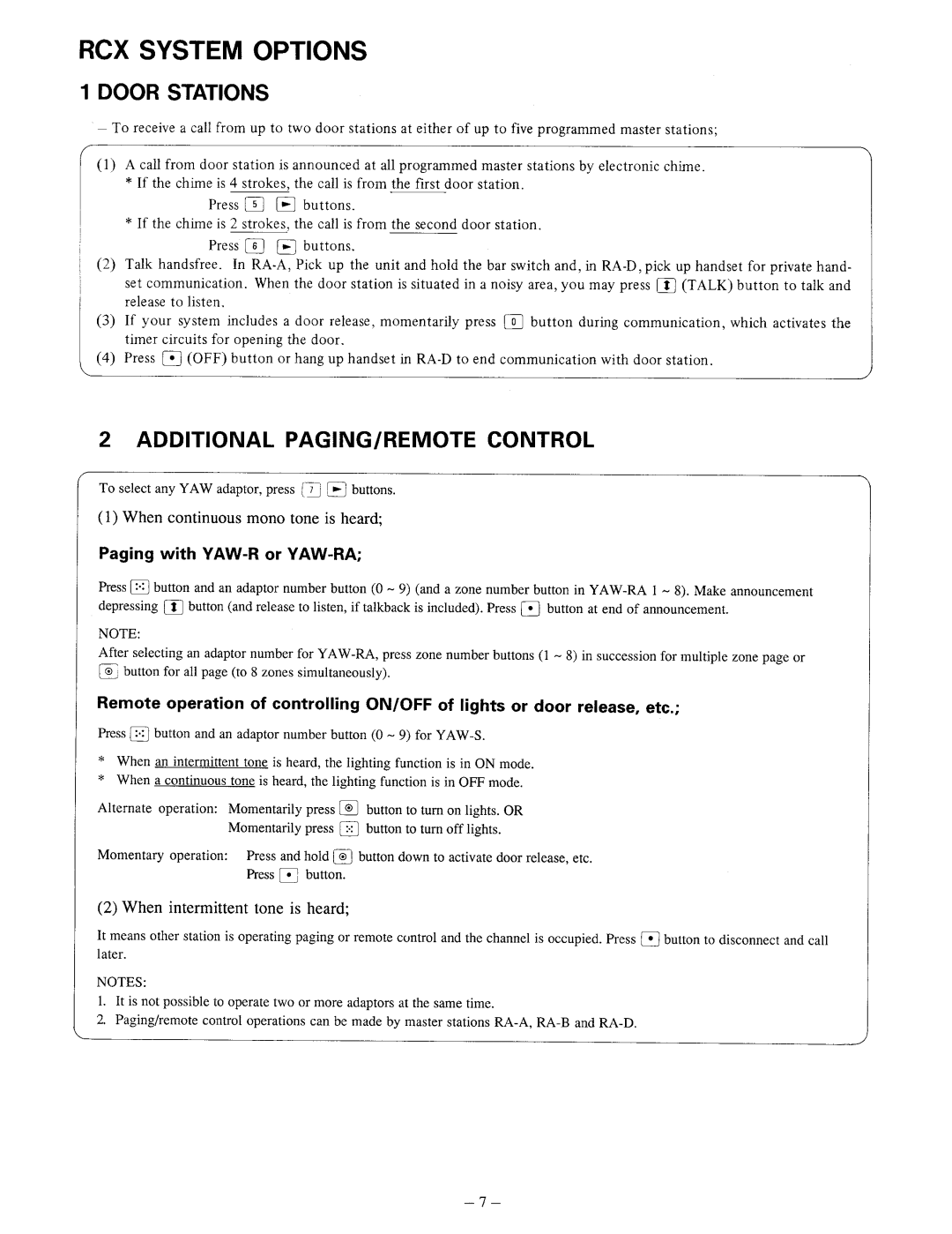 Aiphone RA-B, Ra-D, RA-A, RA-C manual 