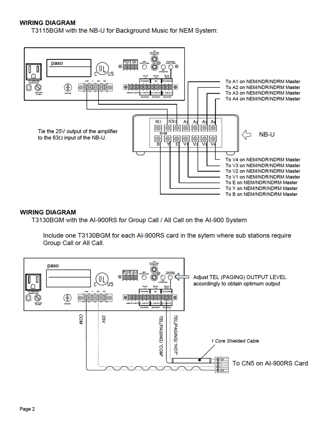 Aiphone T3115BGM (15W) instruction manual 