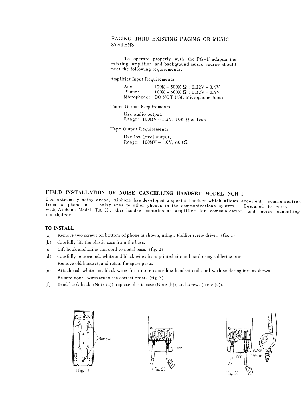 Aiphone TA-24H manual 