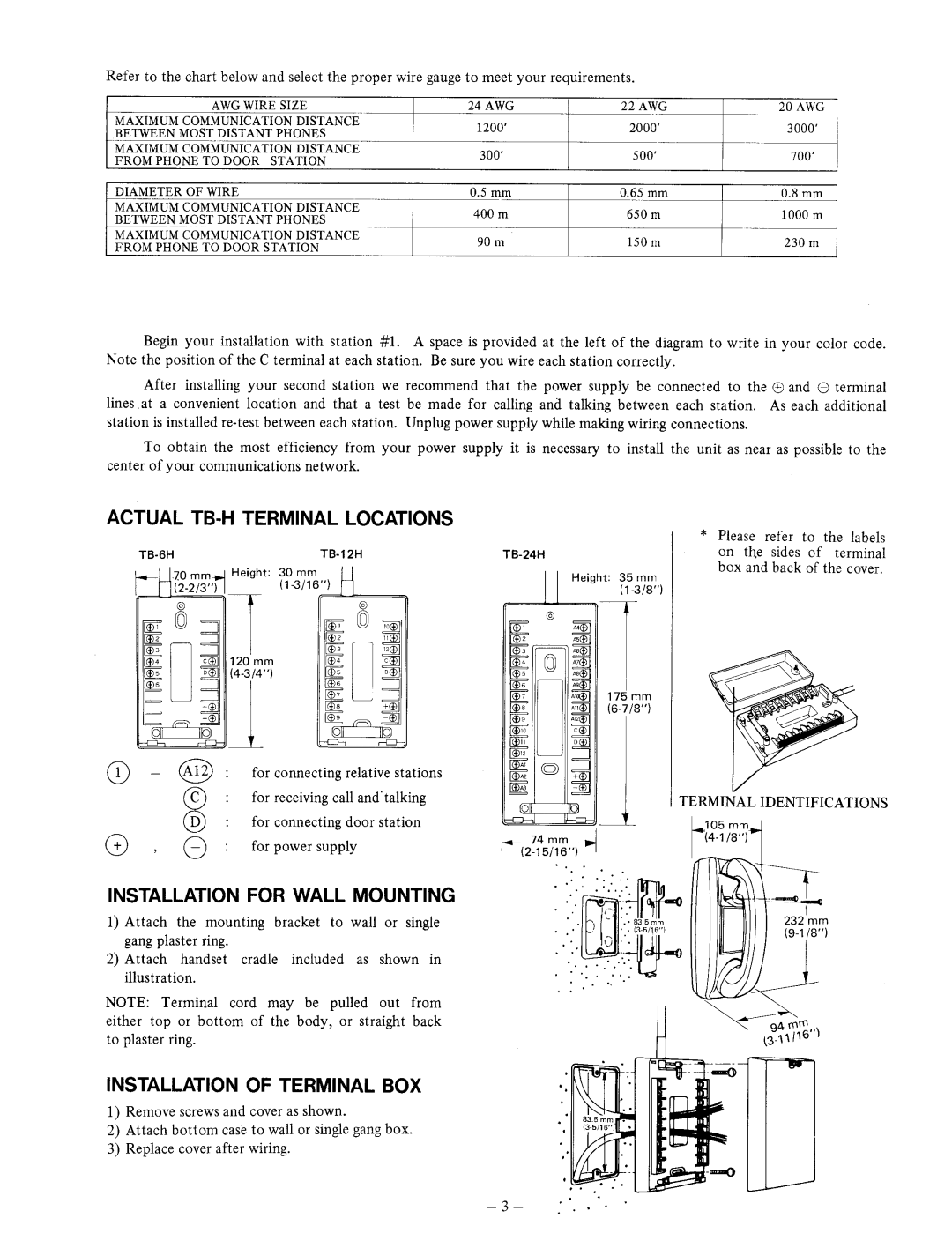 Aiphone TB-6H manual 