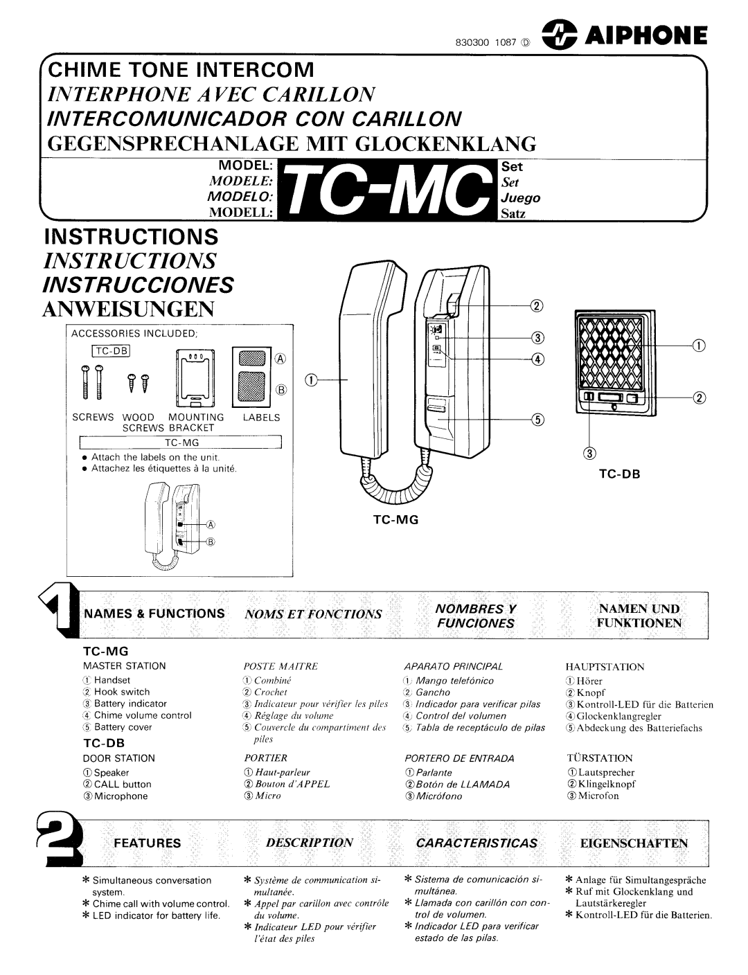 Aiphone TC-MC manual 
