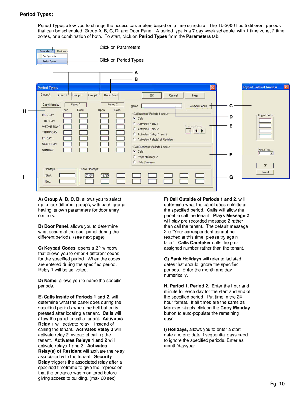 Aiphone TL-2000 operation manual Period Types 