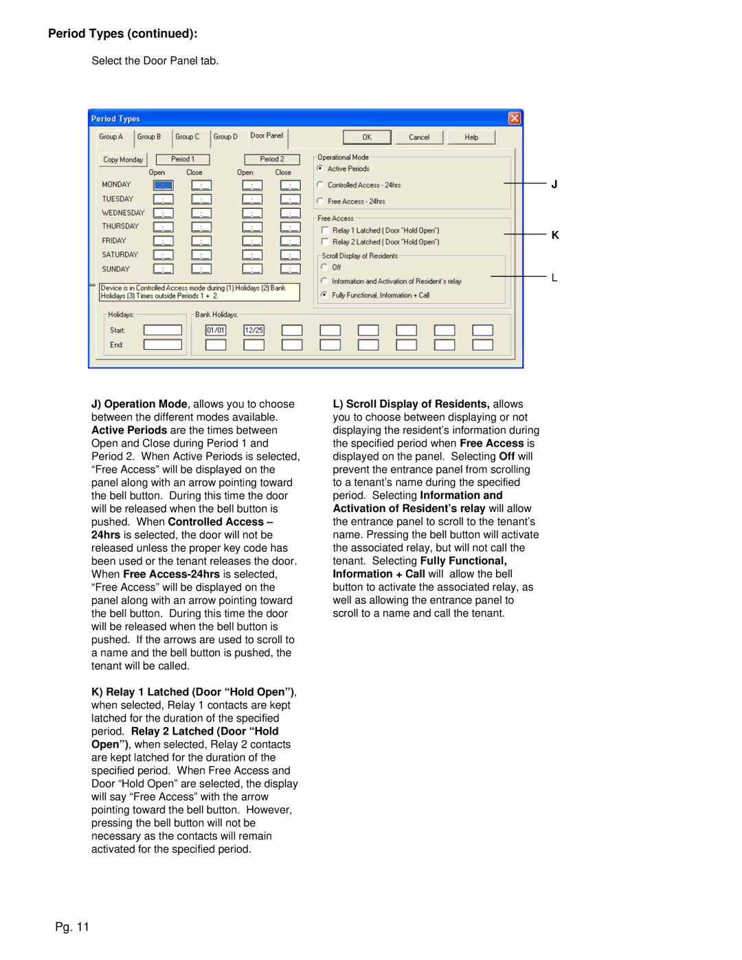 Aiphone TL-2000 operation manual Period Types 