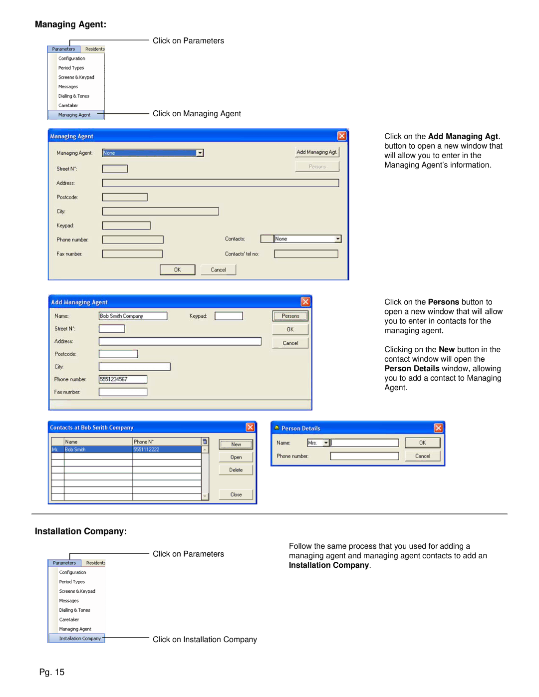 Aiphone TL-2000 operation manual Managing Agent, Installation Company 