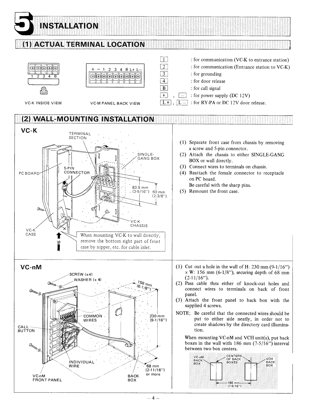 Aiphone VC-26MT, VC-K, VCH-8, VCH-16, VC-58MT manual 