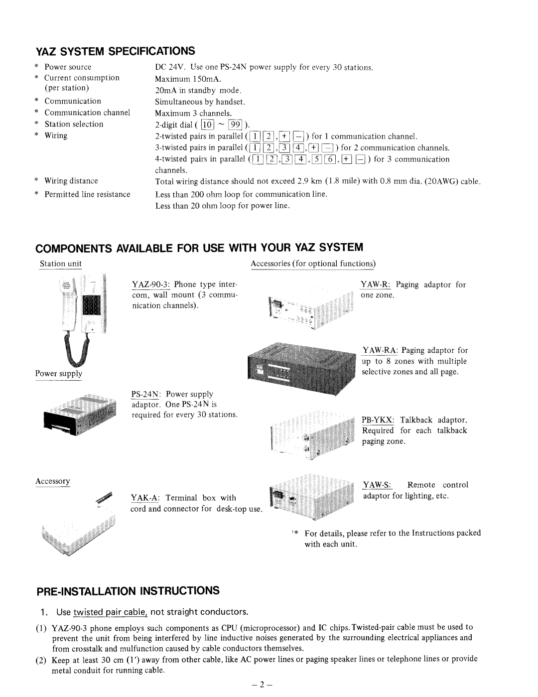 Aiphone YAZ-90-3 manual 