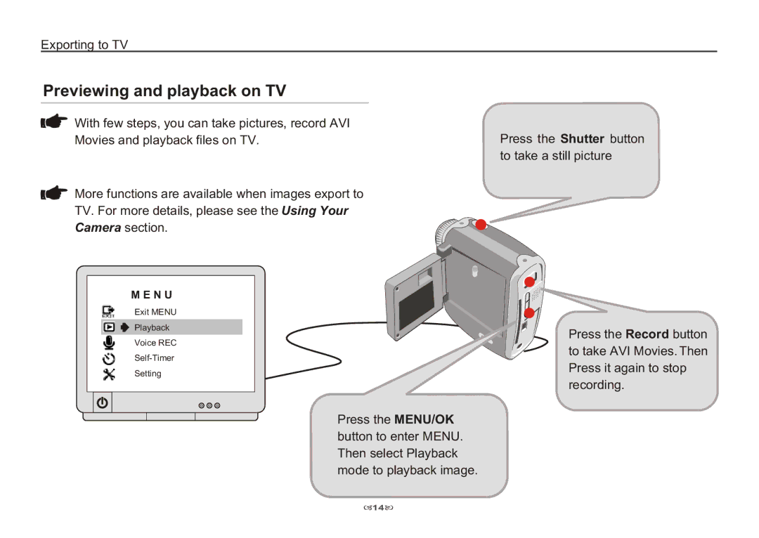 AIPTEK 3100 manual Previewing and playback on TV 