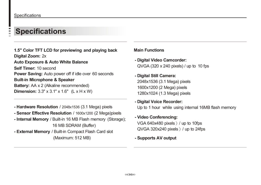 AIPTEK 3100 manual Specifications 