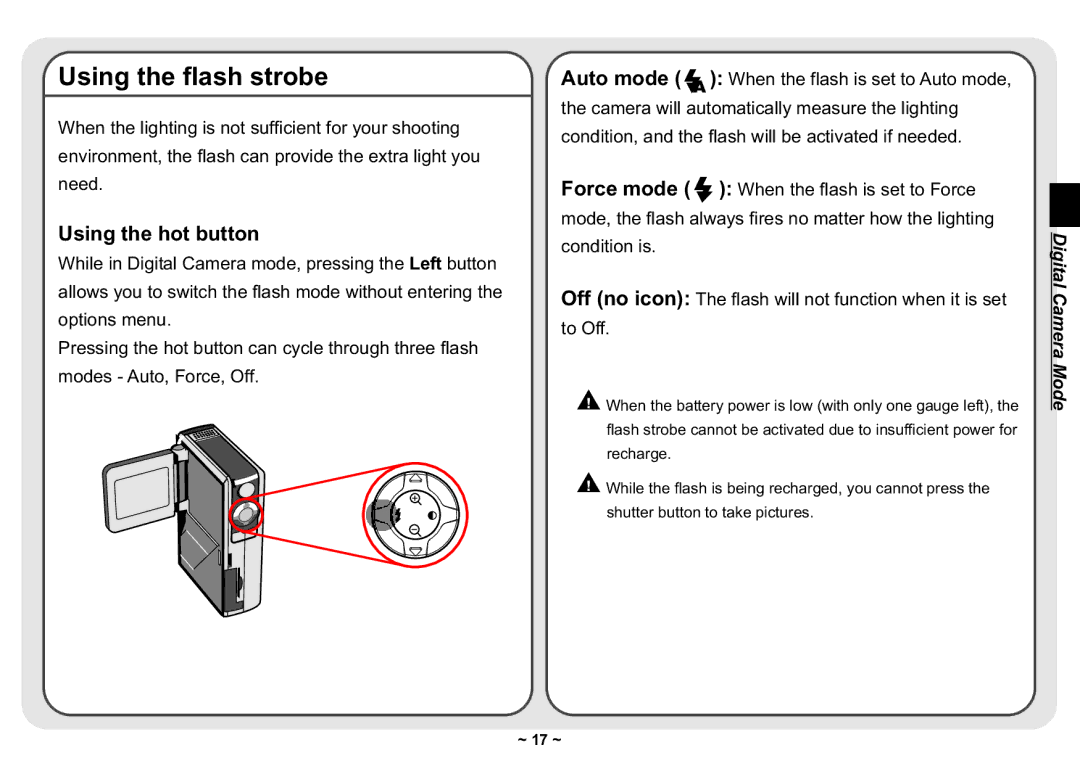 AIPTEK 3300 user manual Using the flash strobe, Using the hot button 