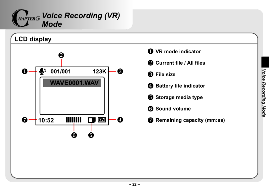 AIPTEK 3300 user manual Voice Recording VR Mode, 1052 