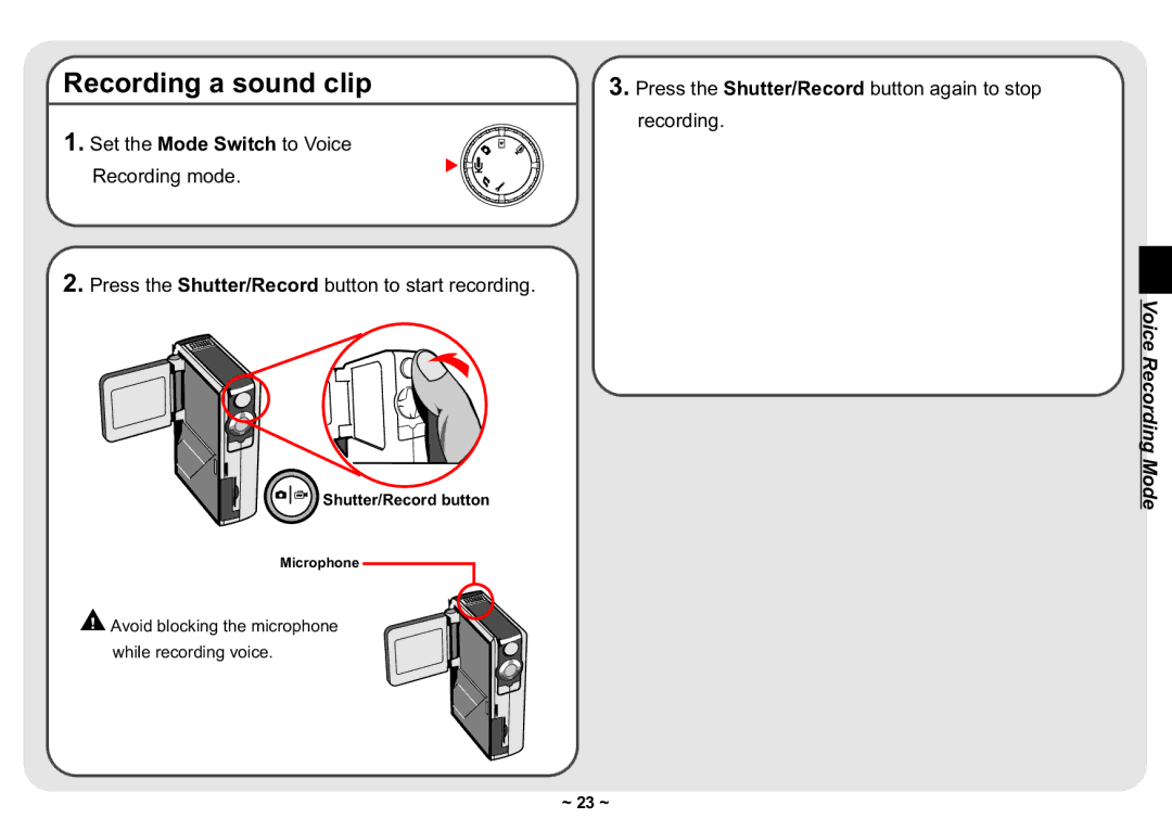 AIPTEK 3300 user manual Recording a sound clip 