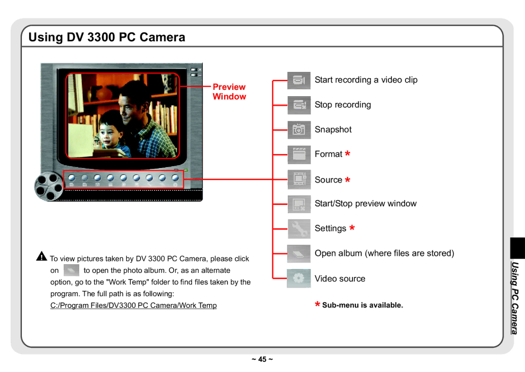 AIPTEK user manual Using DV 3300 PC Camera, Preview Window 