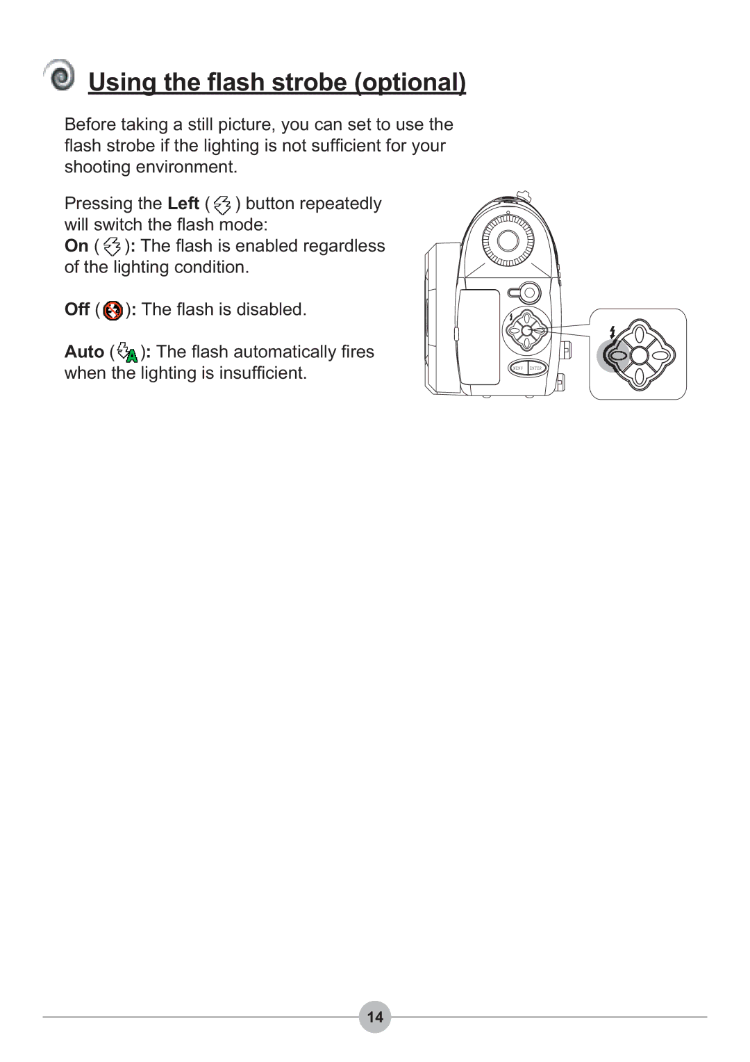 AIPTEK 4100 manual Using the flash strobe optional 