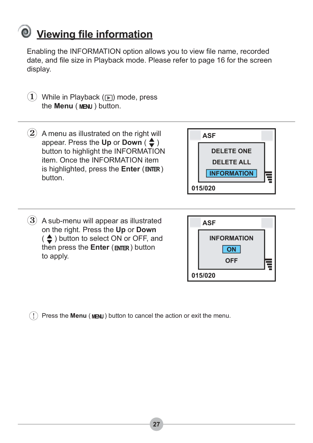 AIPTEK 4100 manual Viewing file information 