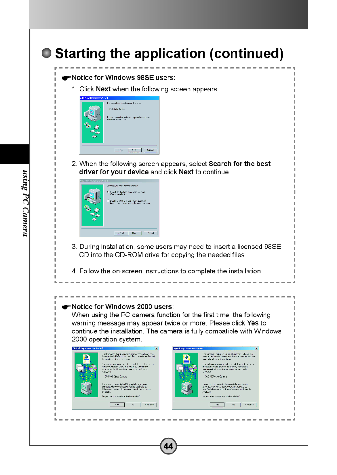 AIPTEK DV 5300 user manual Starting the application 