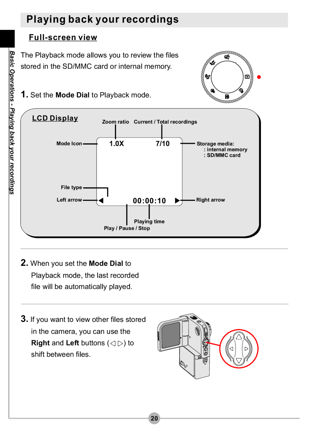 AIPTEK DV4500 manual Playing back your recordings, Full-screen view 