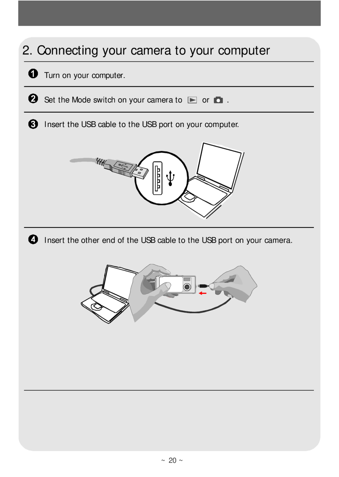 AIPTEK POCKETCAMX manual Connecting your camera to your computer 