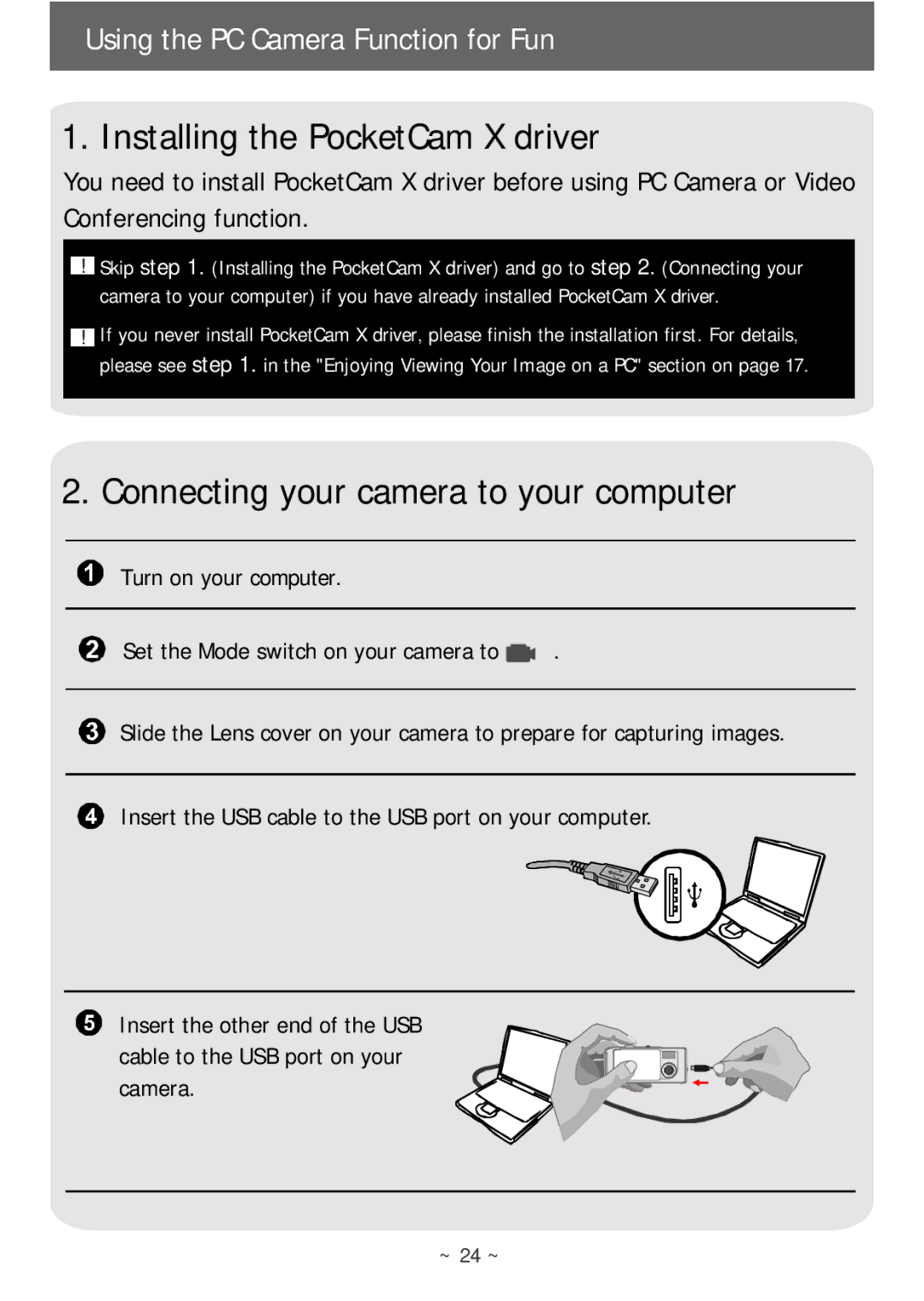 AIPTEK POCKETCAMX manual Using the PC Camera Function for Fun 