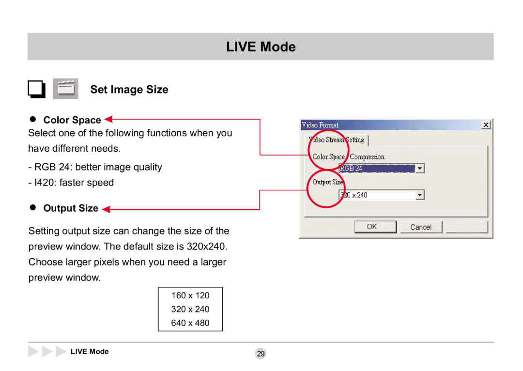 AIPTEK SD 2Mega manual Set Image Size, Color Space 