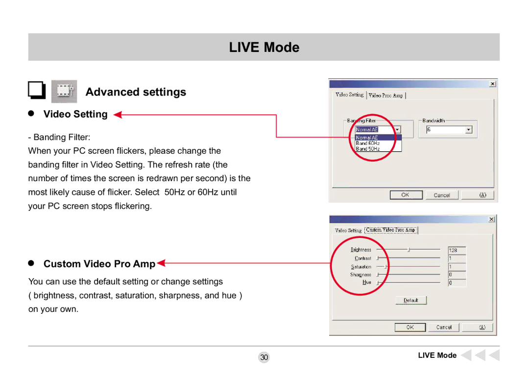 AIPTEK SD 2Mega manual Advanced settings, Video Setting 