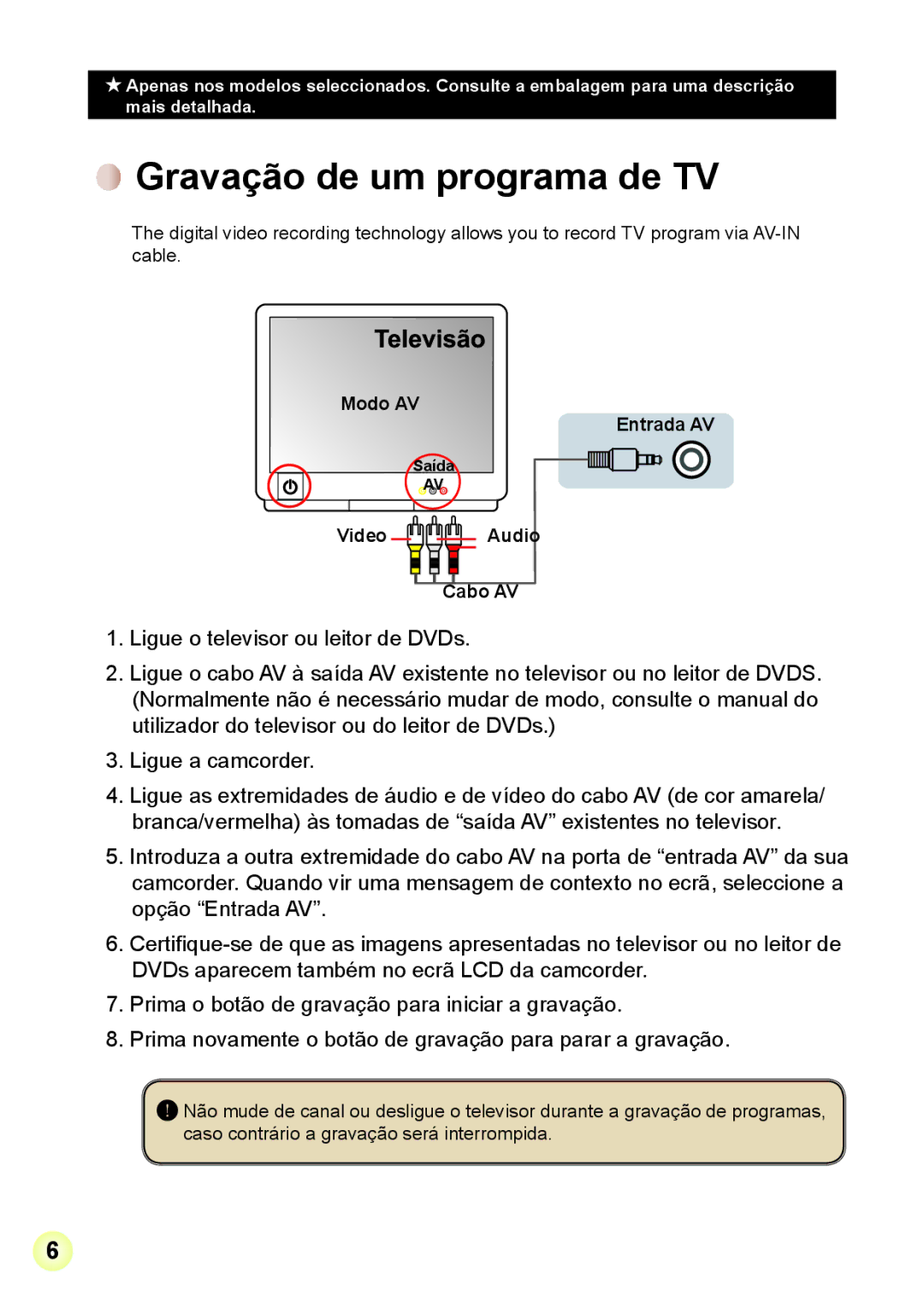 AIPTEK R-HDV21X, Z5X5P manual Gravação de um programa de TV, Saída 