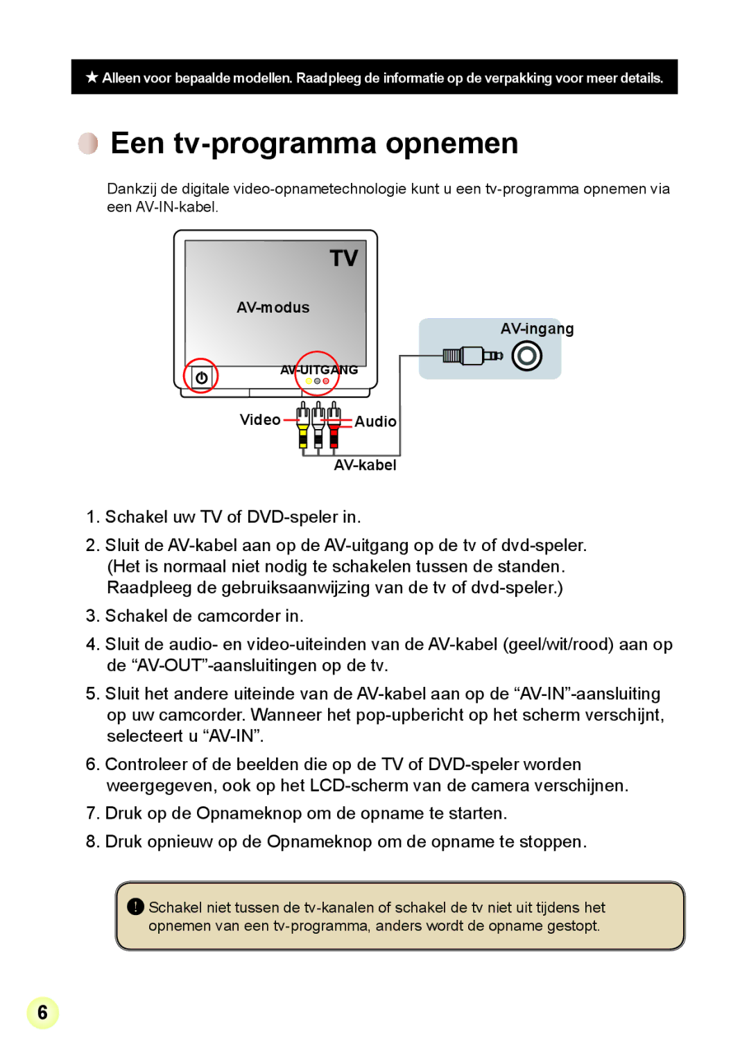 AIPTEK Z5X5P, R-HDV21X manual Een tv-programma opnemen, Schakel uw TV of DVD-speler 