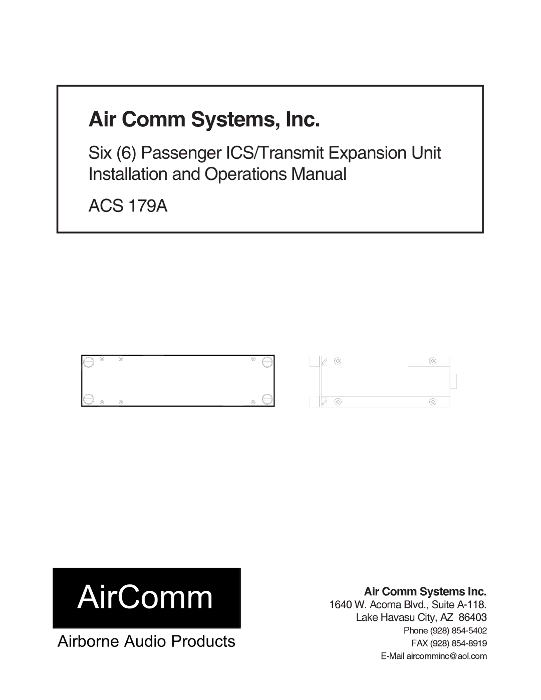 Air Comm Systems ACS 179A manual AirComm 