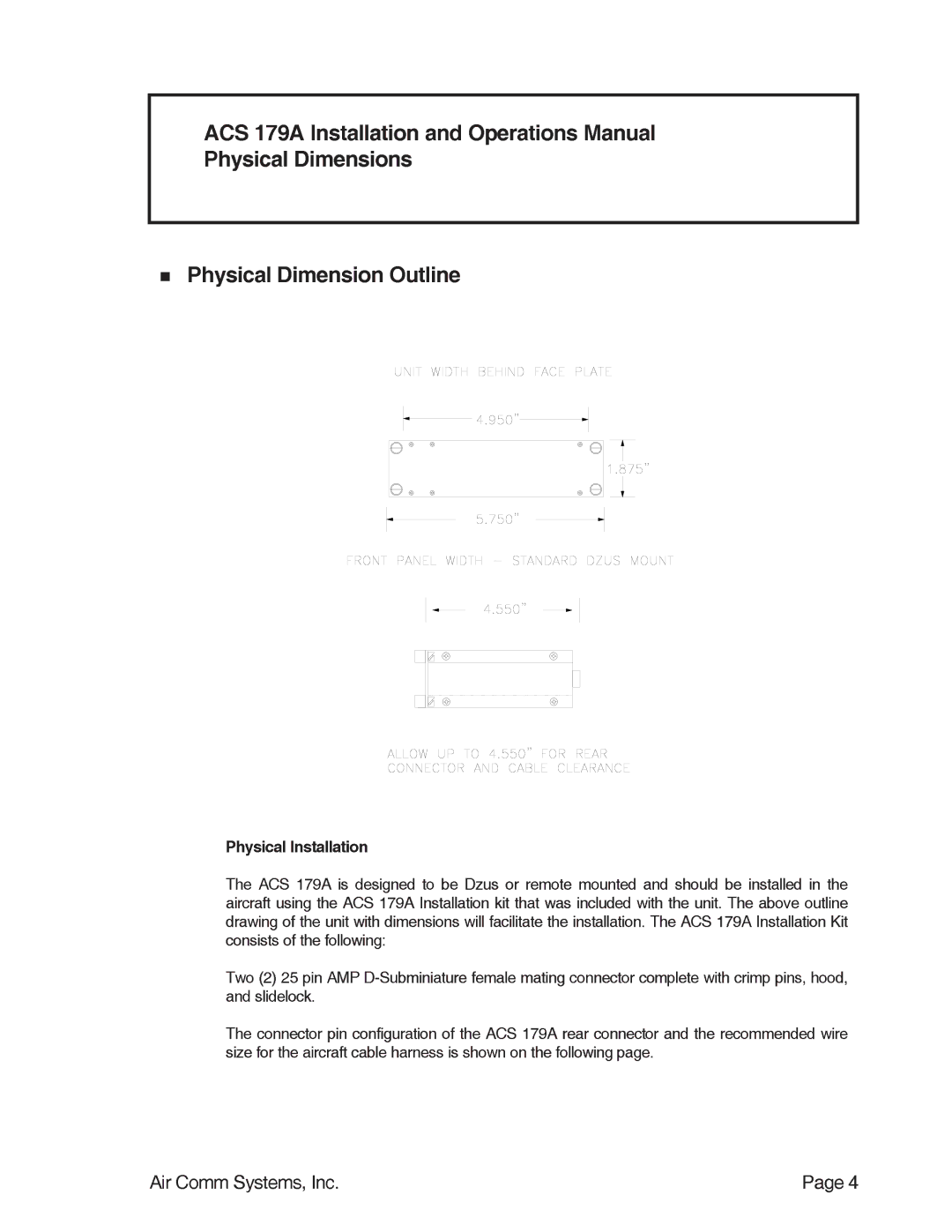 Air Comm Systems ACS 179A manual 