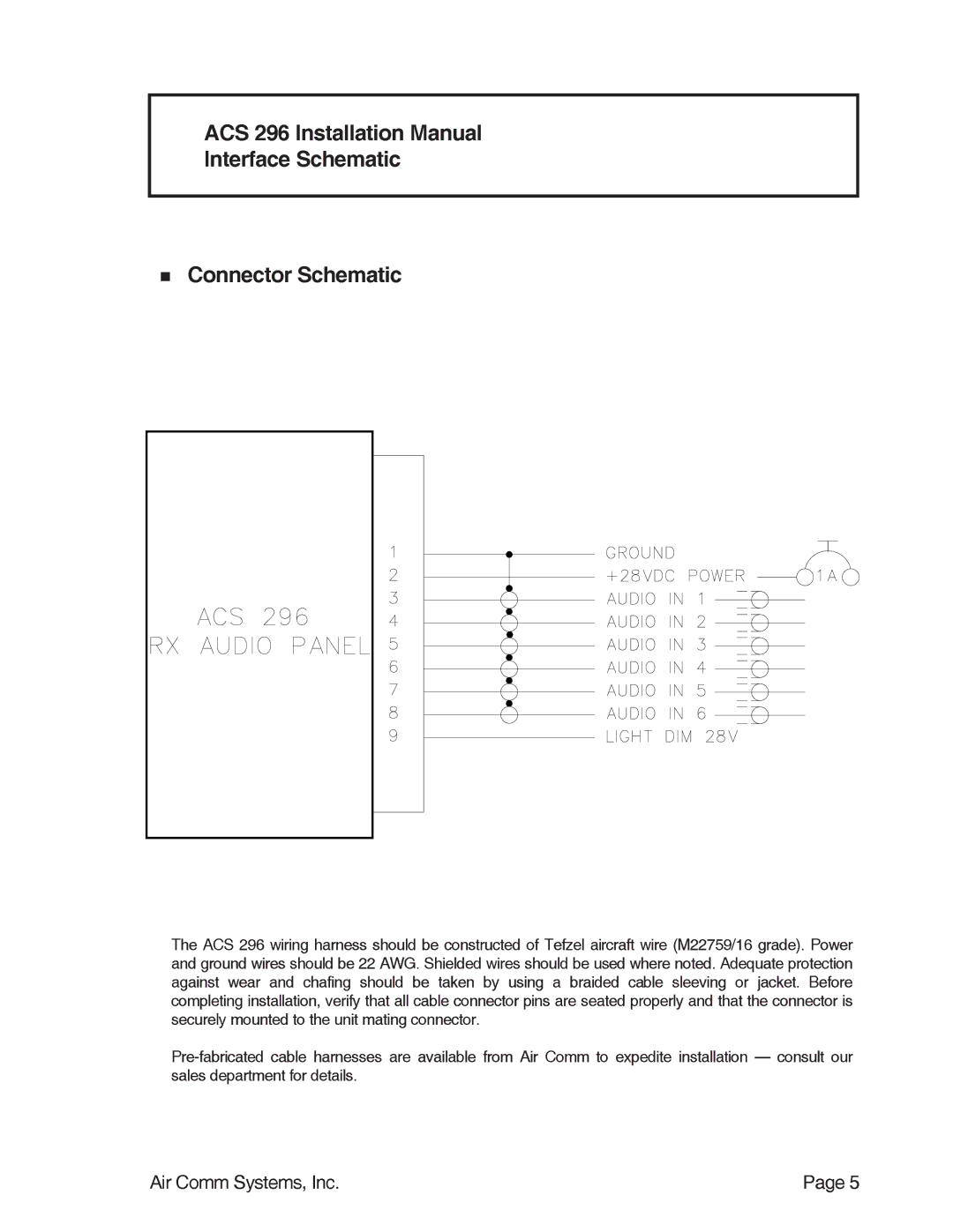 Air Comm Systems ACS 296 installation manual 