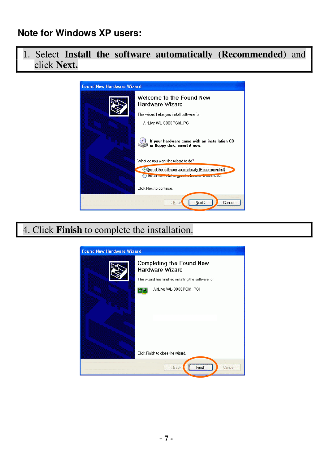 Air Health WL-8000 Series user manual Click Finish to complete the installation 