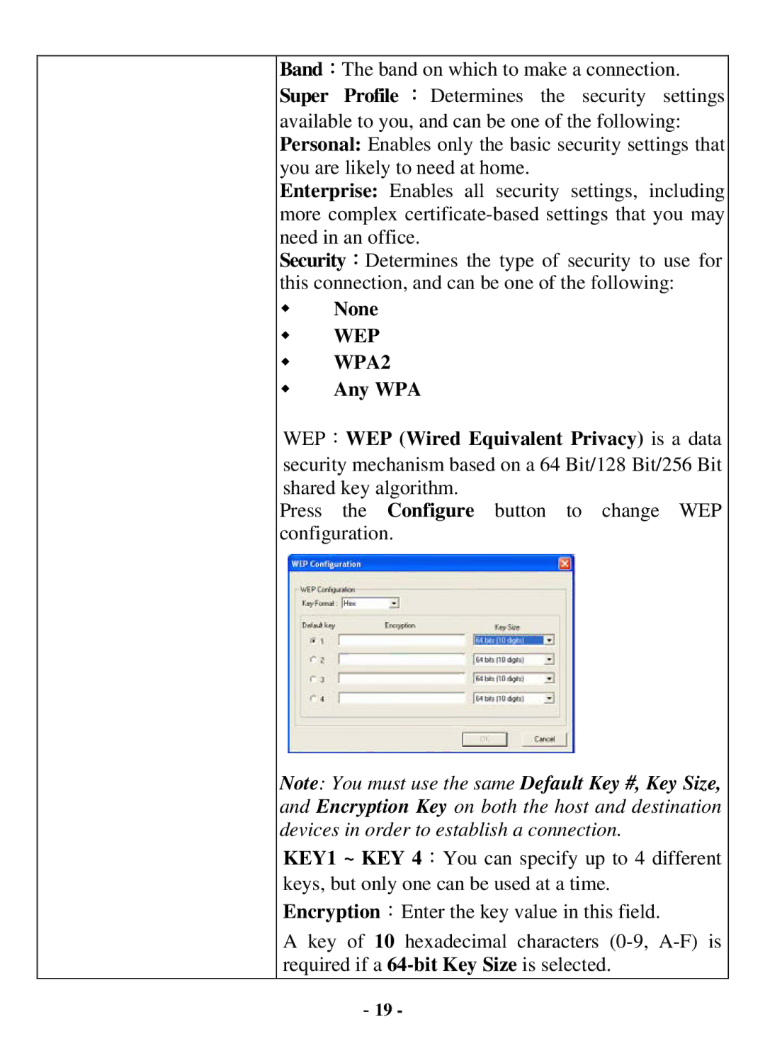 Air Health WL-8000 Series user manual None, Any WPA WEP：WEP Wired Equivalent Privacy is a data 