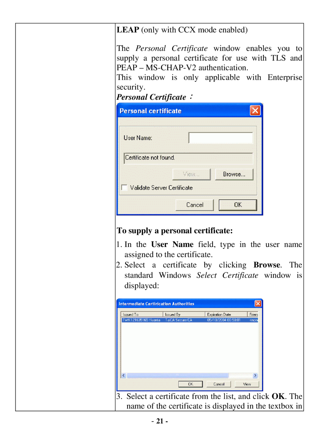 Air Health WL-8000 Series user manual Personal Certificate：, To supply a personal certificate 