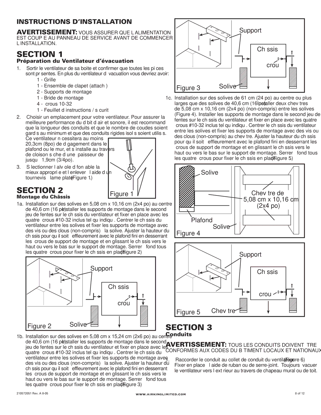 Air King AK200LS, AK150LS, AK300LS manual Instructions D’INSTALLATION 