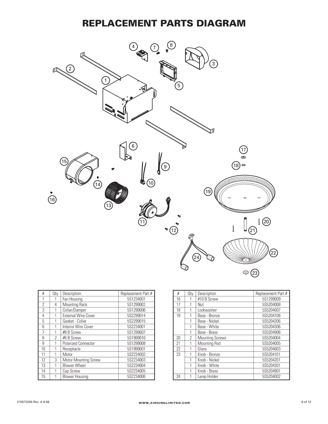 Air King AKLC702, AKLC701, AKLC703, AKLC709 manual Replacement Parts Diagram, 1410 