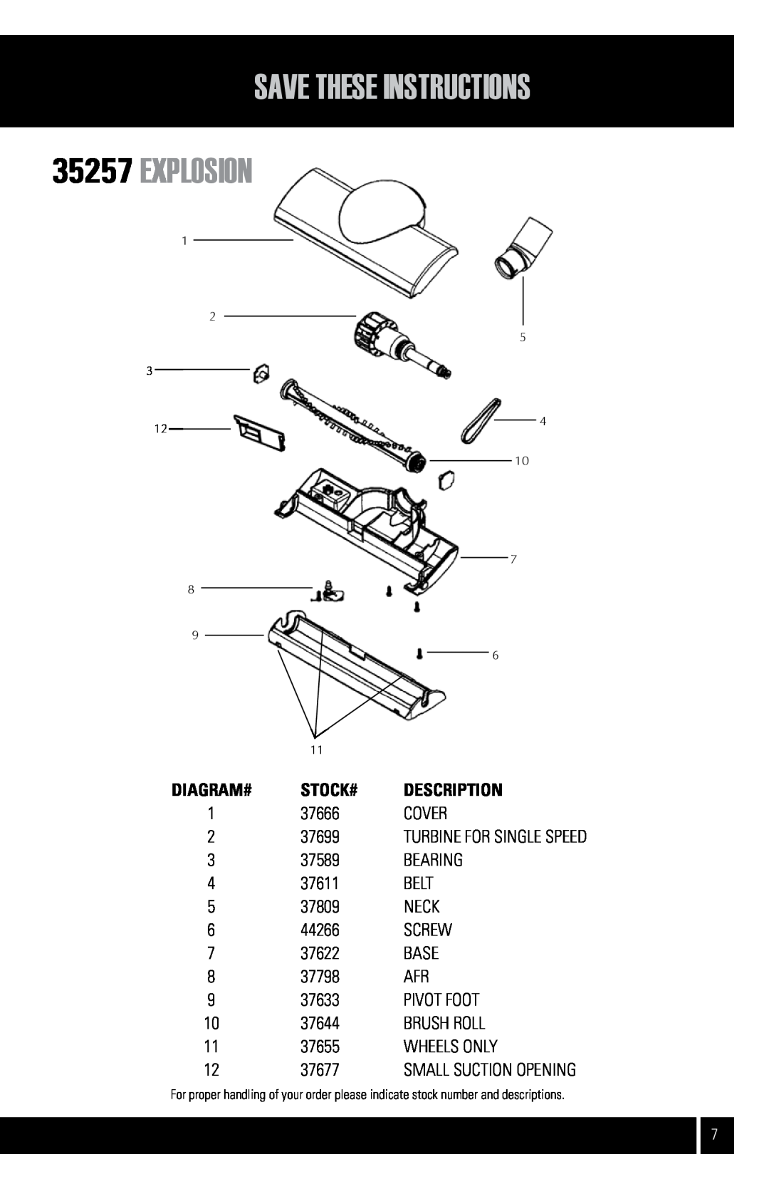 Air King CVS-11T manual explosion, Save These Instructions, Diagram#, Stock#, Description 