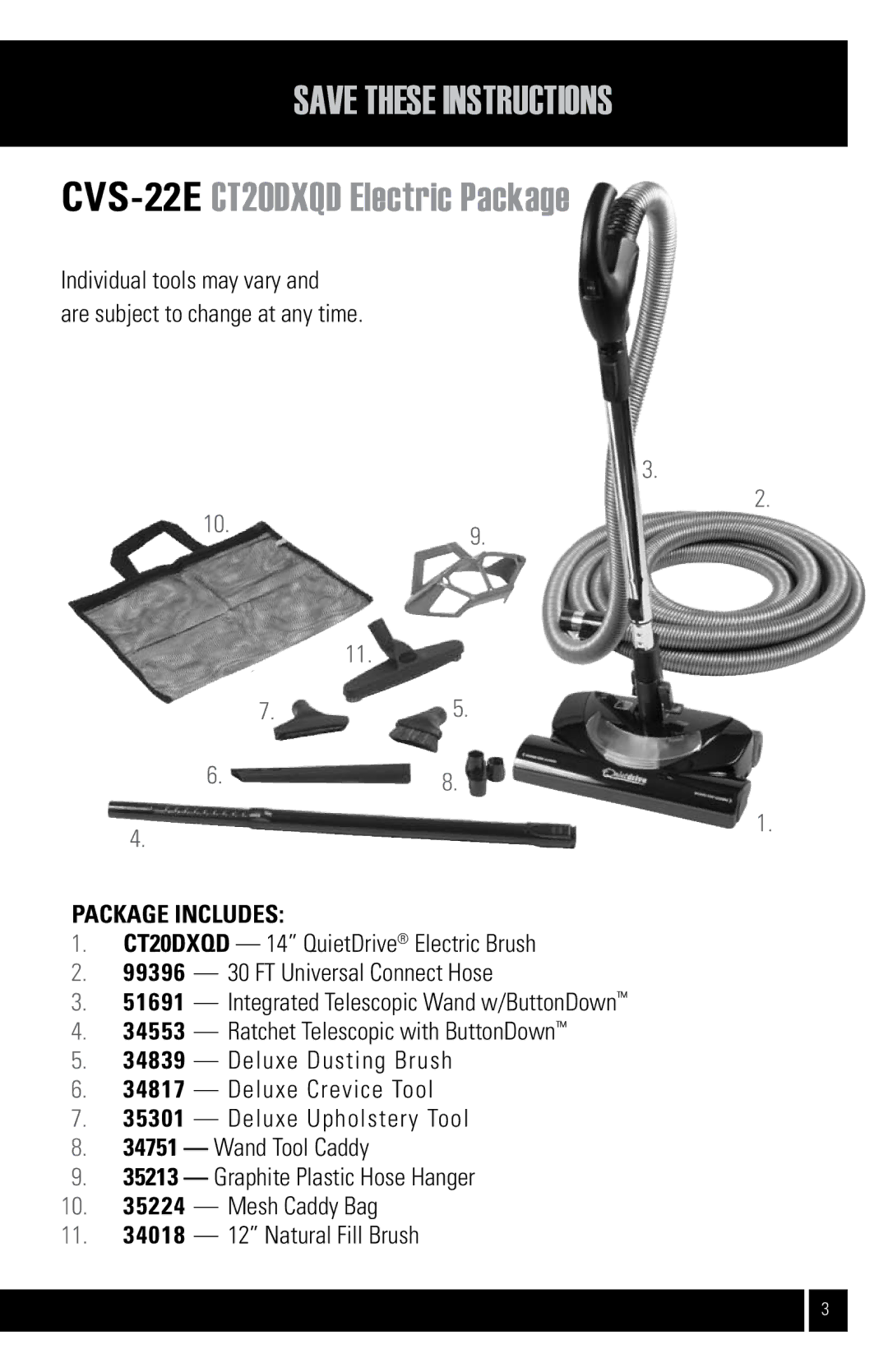 Air King manual CVS-22ECT20DXQD Electric Package, Package Includes 